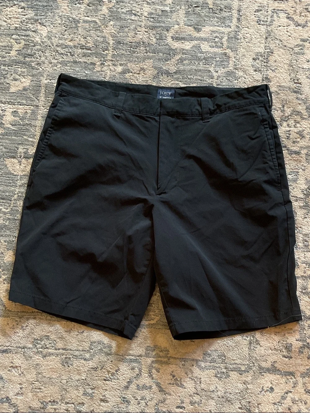J. Crew Men’s Black Flat Front Chino Shorts 9” tech NWOT Sz 32 stretch travel